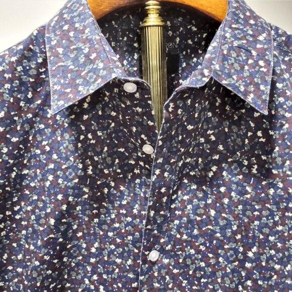 H&M MENS LONG SLEEVE CASUAL SHIRT PURPLE BLUE PATTERM SIZE XL - Picture 4 of 6